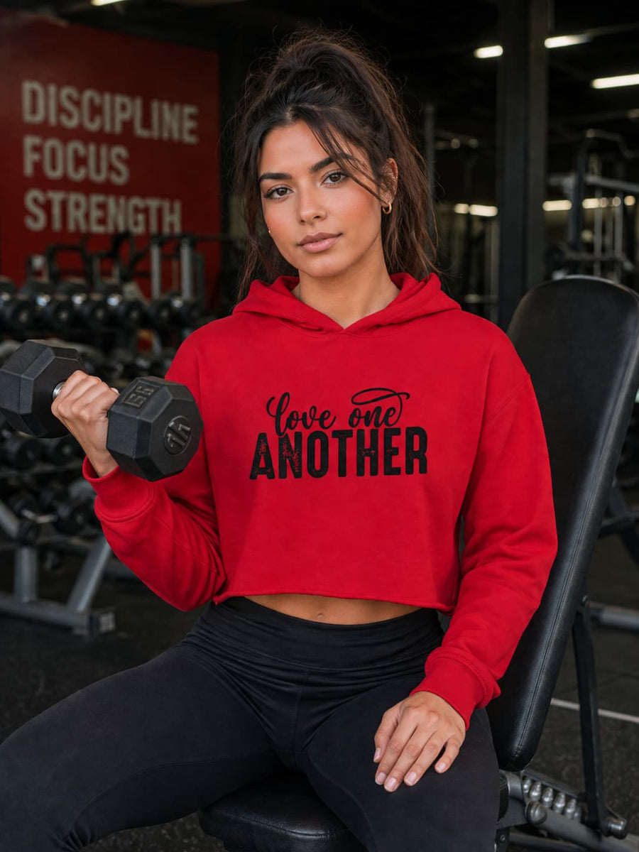 WOMENS RED CROP HOODIES