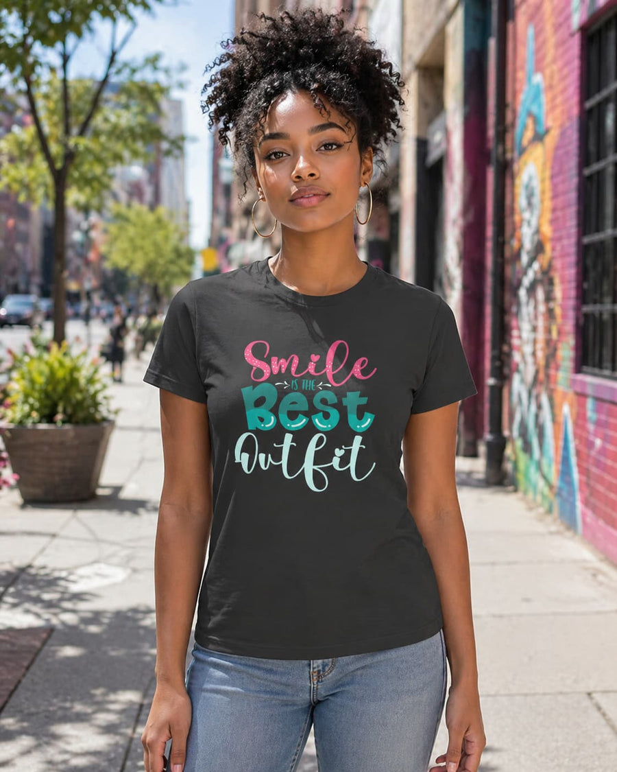 WOMENS BLACK ROUNDNECK T-SHIRT