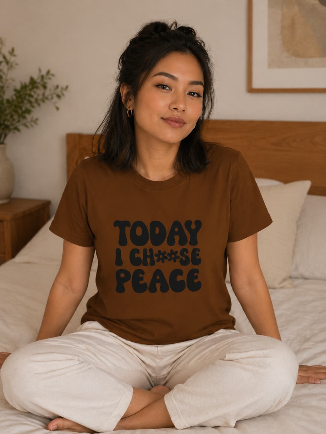 WOMENS COFFEE BROWN ROUNDNECK T-SHIRT
