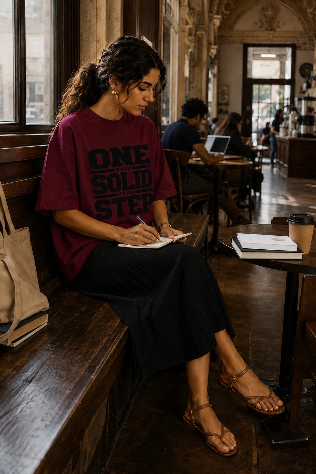 karavirs™ One Solid Step — Burgundy Oversized Tee