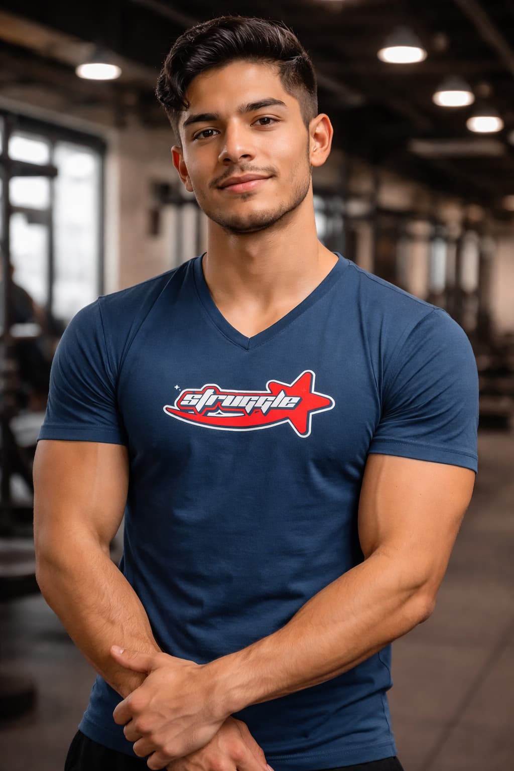 MENS NAVY BLUE VNECK T-SHIRT