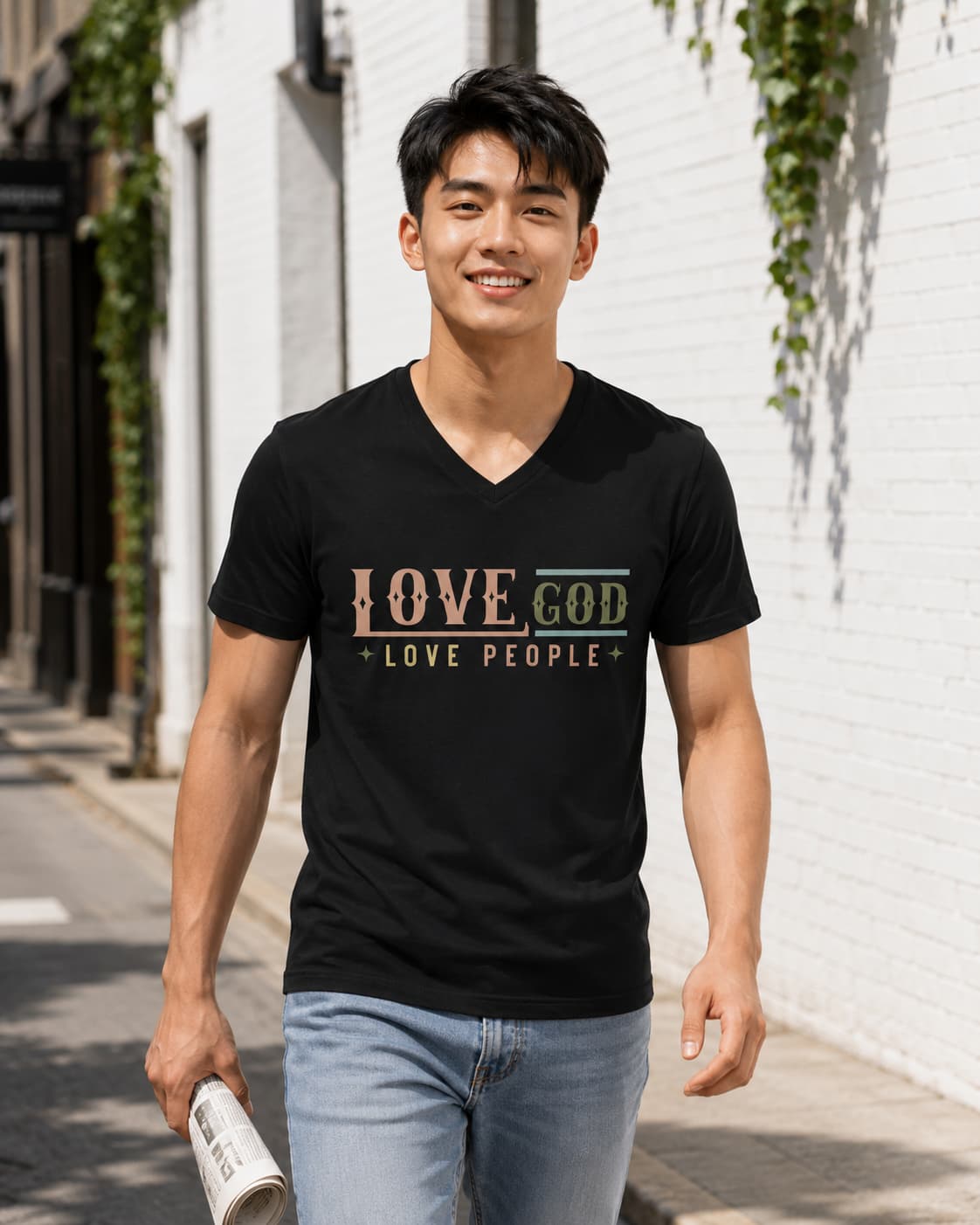 MENS BLACK VNECK T-SHIRT