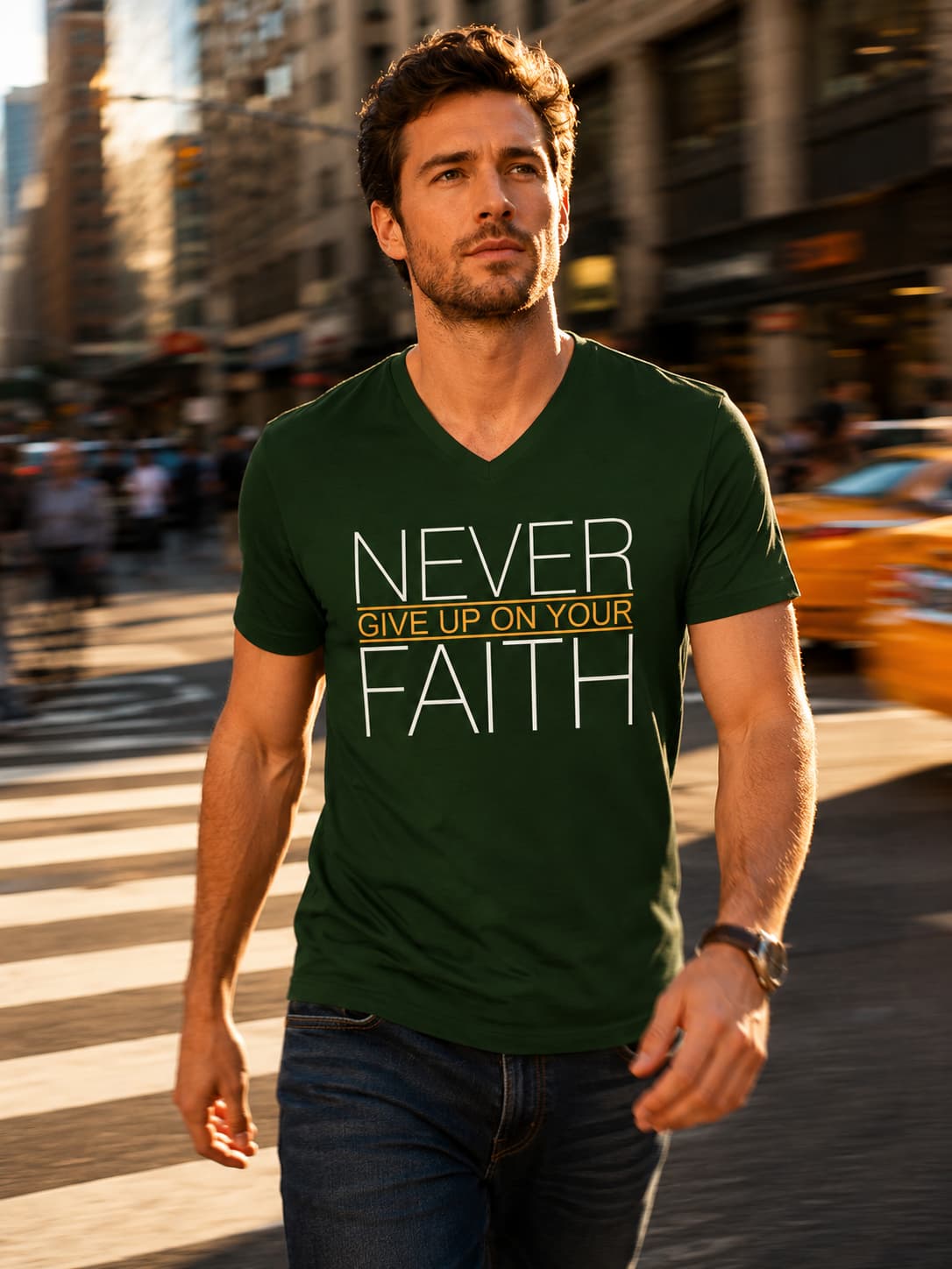 MENS OLIVE GREEN VNECK T-SHIRT