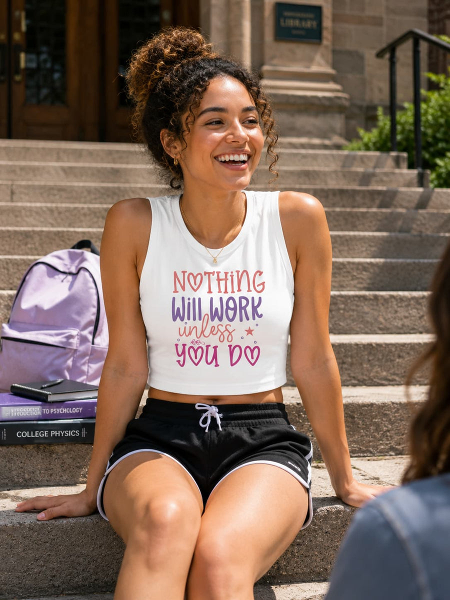 WOMENS WHITE CROP TANK TOP