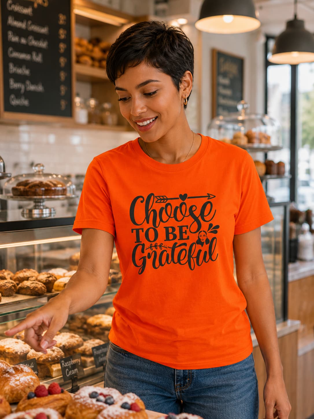 WOMENS ORANGE ROUNDNECK T-SHIRT