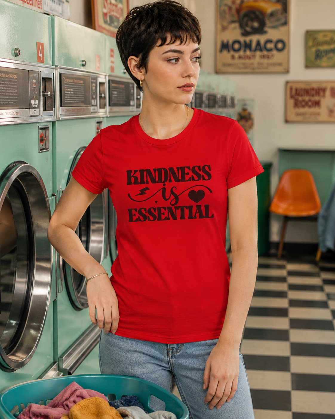 WOMENS RED ROUNDNECK T-SHIRT
