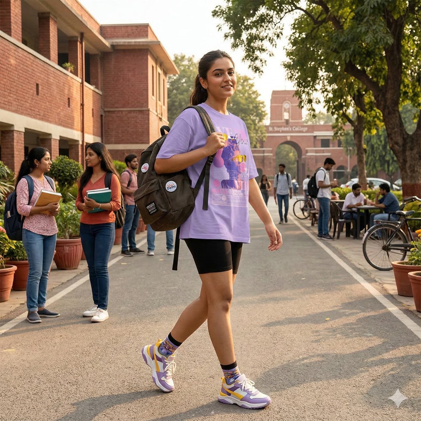Women's Iris Lavender Oversized Round Neck T-shirts