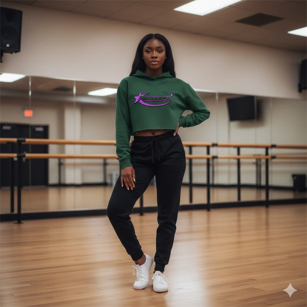 WOMENS OLIVE GREEN CROP HOODIES