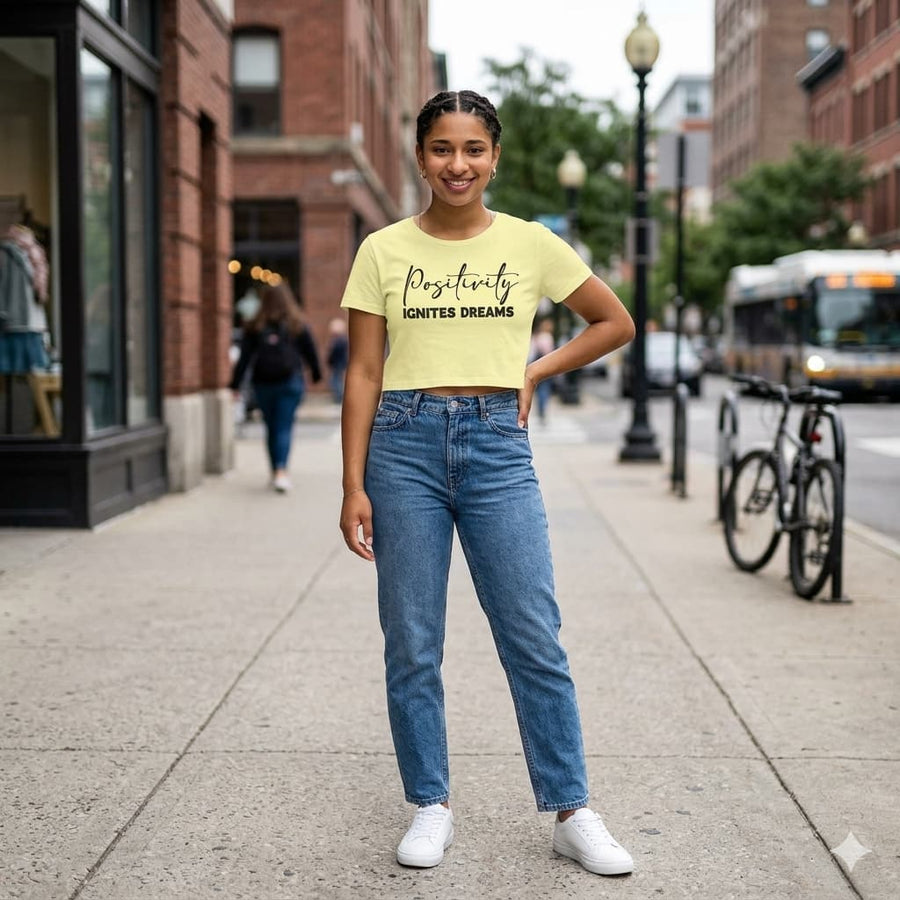 WOMENS BUTTER YELLOW CROP TOP