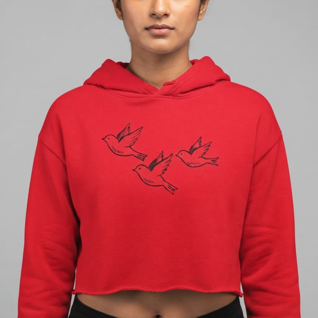 karavirs™ Flying Birds — Red Crop Hoodie