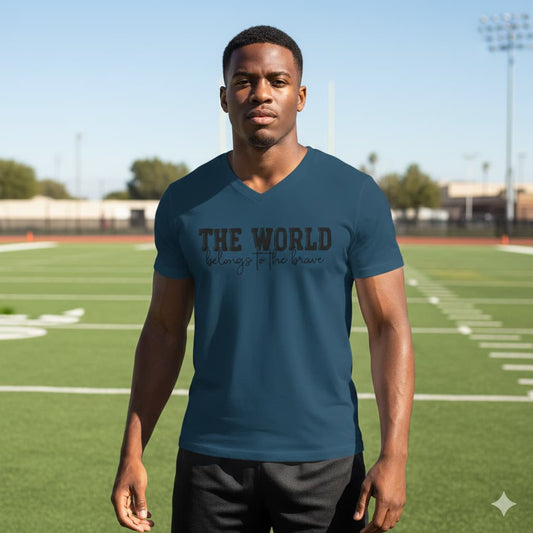 MENS NAVY BLUE VNECK T-SHIRT