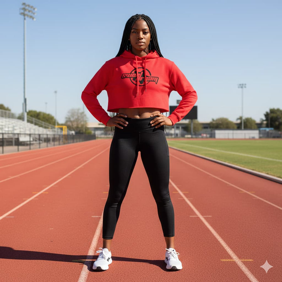WOMENS RED CROP HOODIES