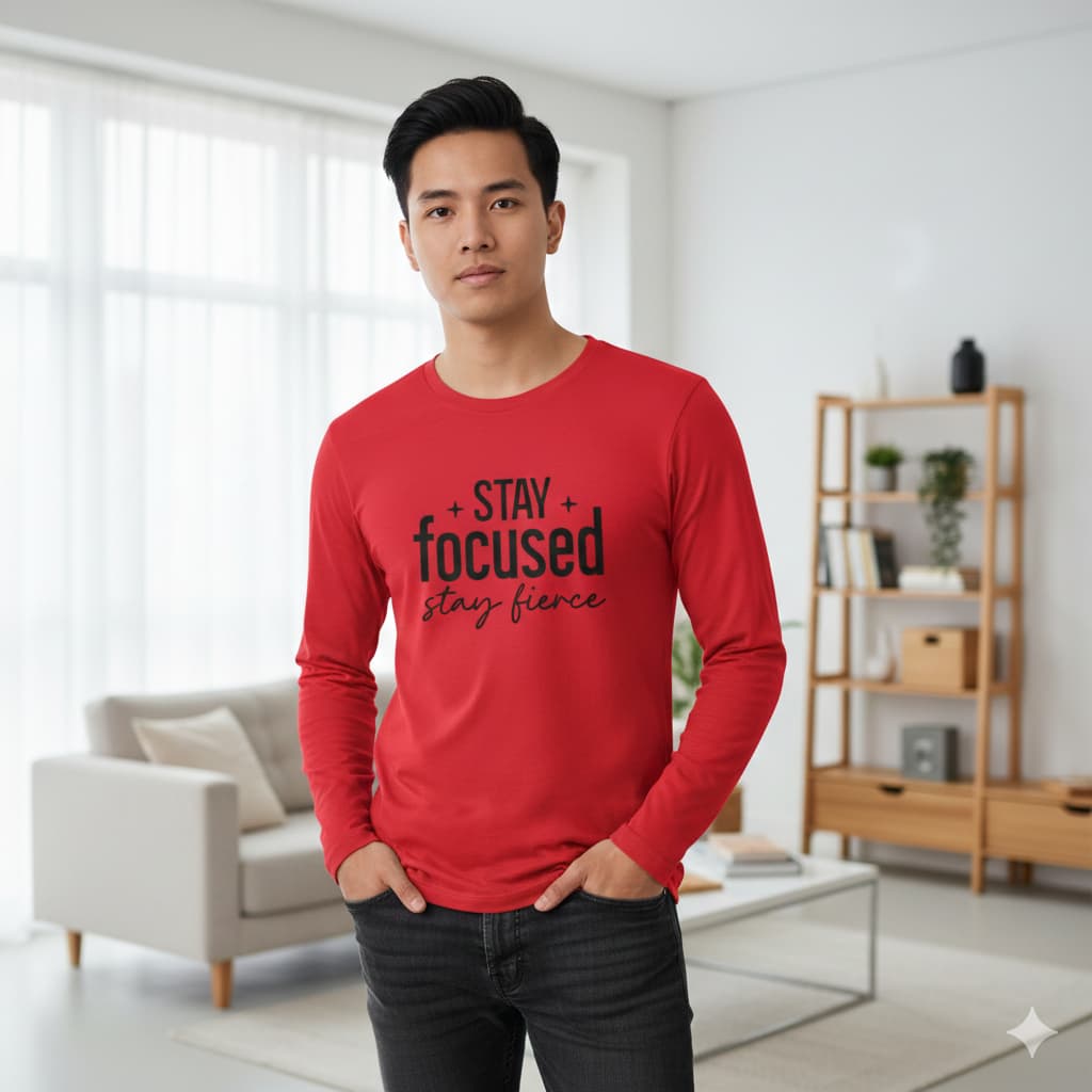 MENS RED ROUNDECK F/S T-SHIRT