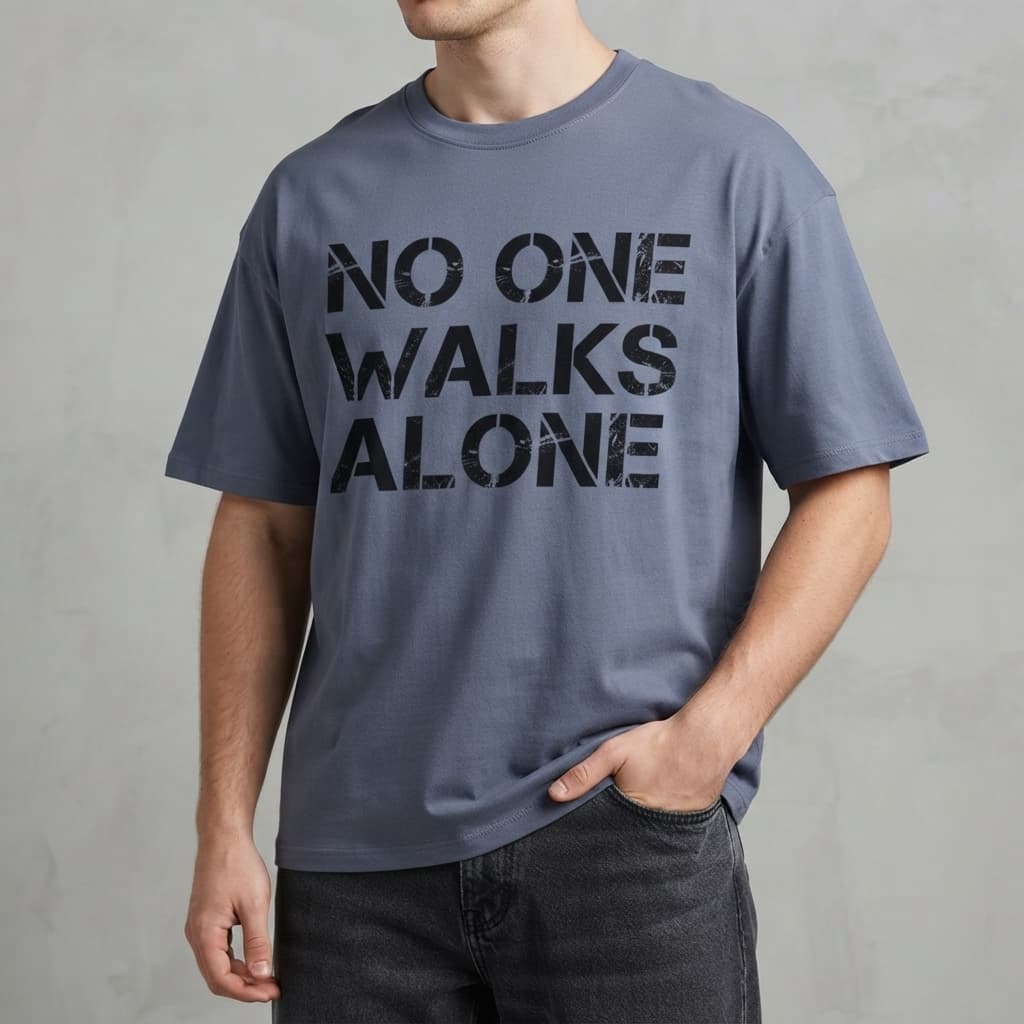 Men's Steel Grey Oversized Round Neck T-shirt