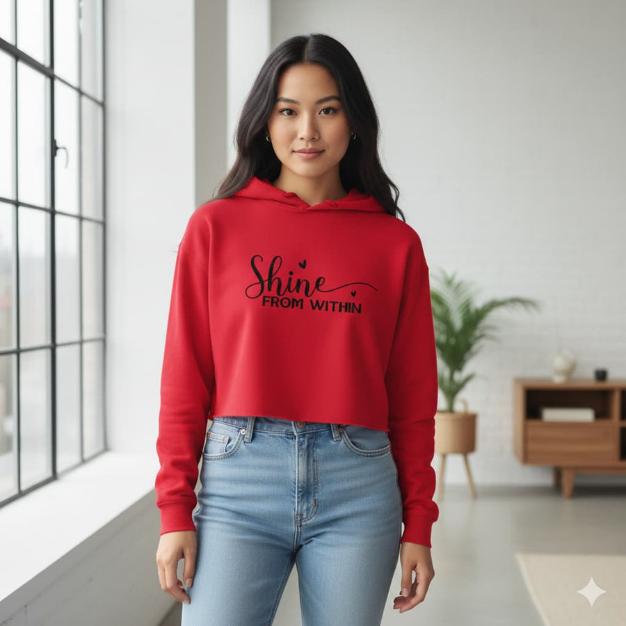 WOMENS RED CROP HOODIES