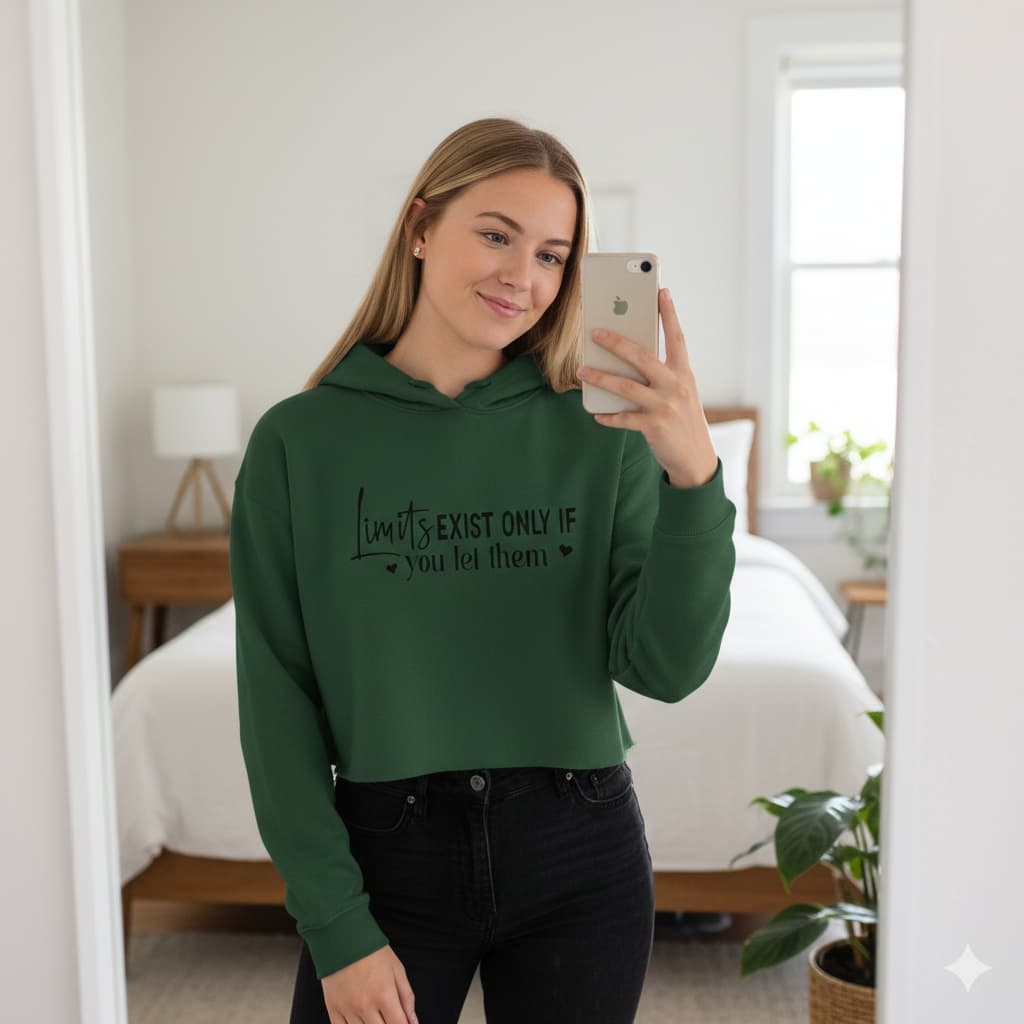 WOMENS OLIVE GREEN CROP HOODIES