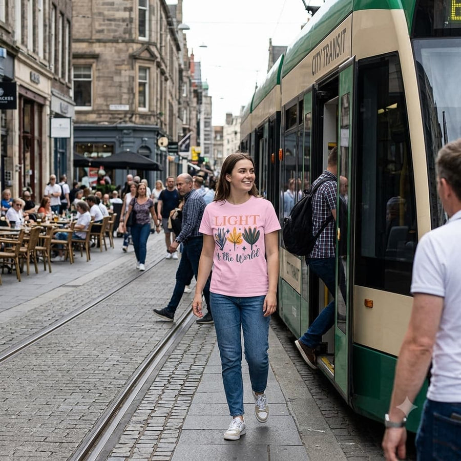 Women's Light Pink Round Neck T-shirts
