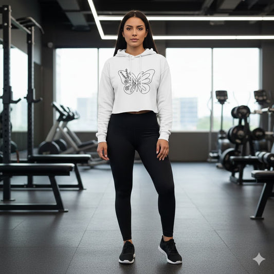 WOMENS WHITE CROP HOODIES