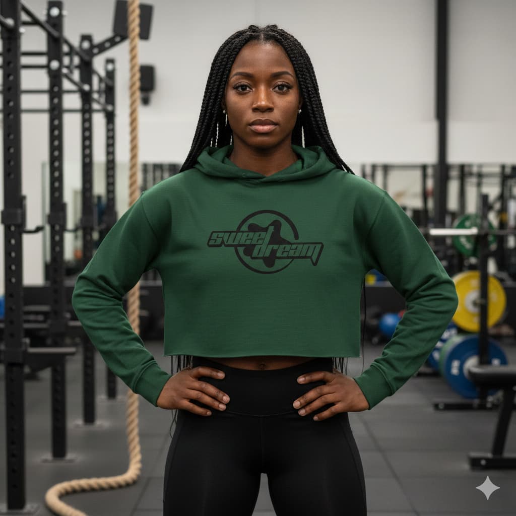 WOMENS OLIVE GREEN CROP HOODIES