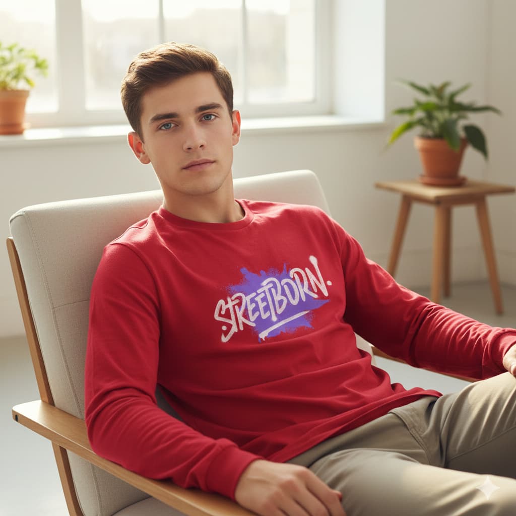 MENS RED ROUNDNECK F/S T-SHIRT