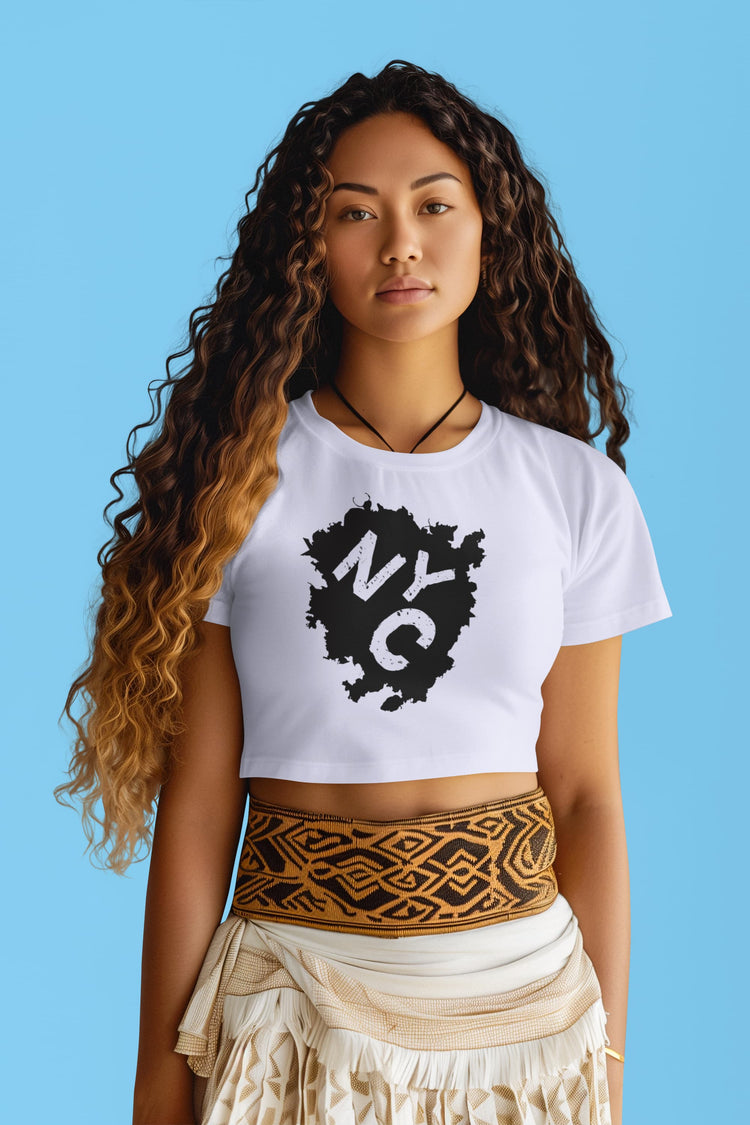 Woman wearing a white t-shirt with &