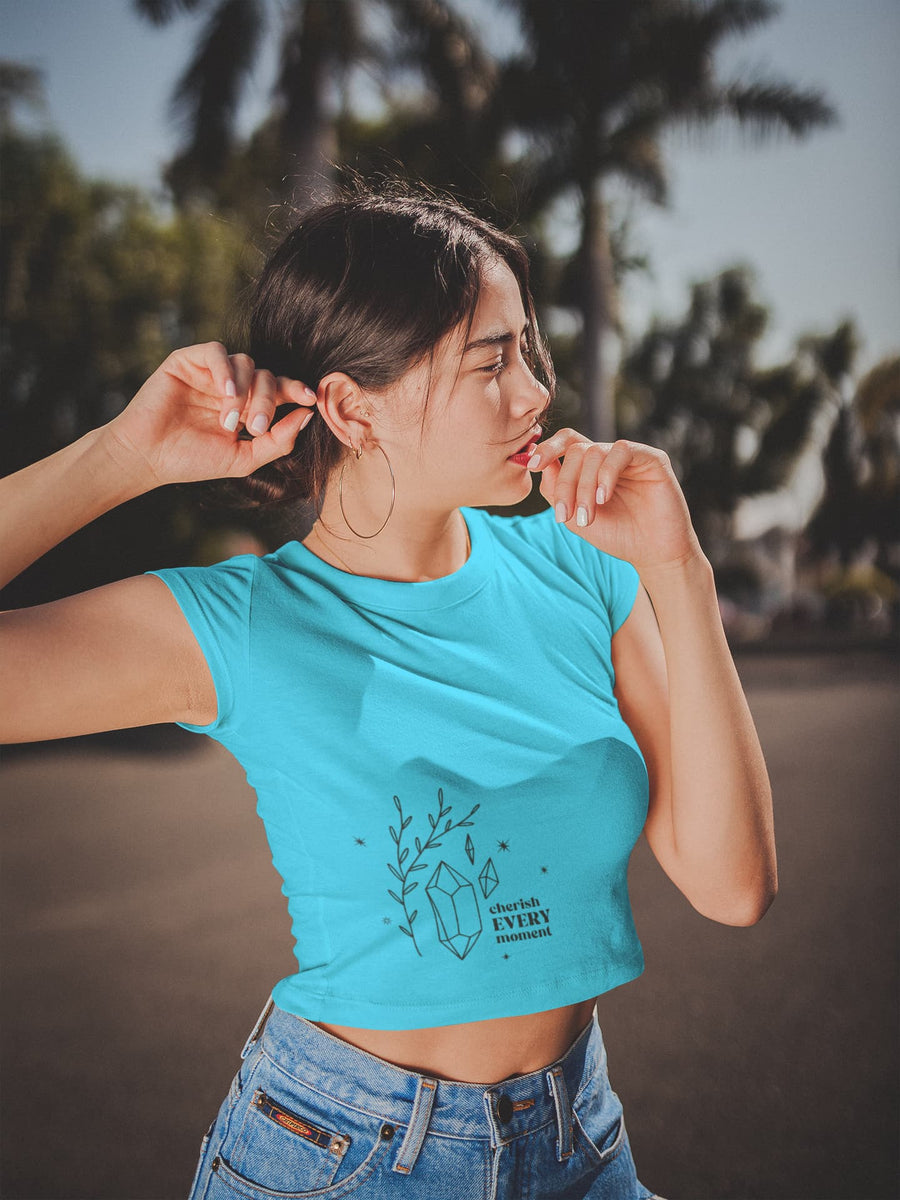 Women's Sky Blue Crop Tops