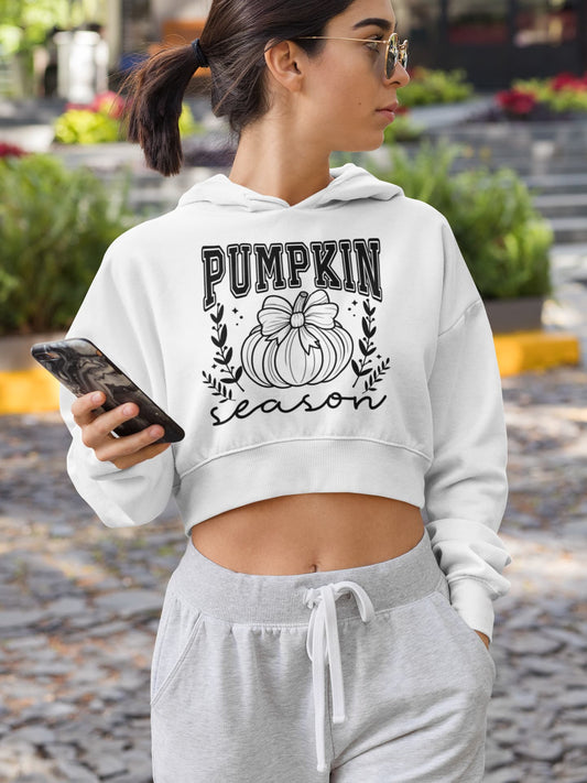 Women's White Crop Hoodies