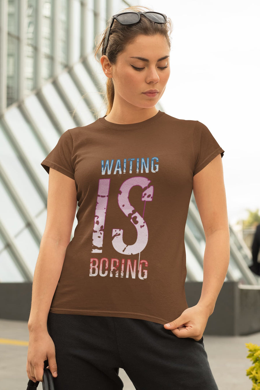 Women's Coffee Brown Round Neck T-shirts