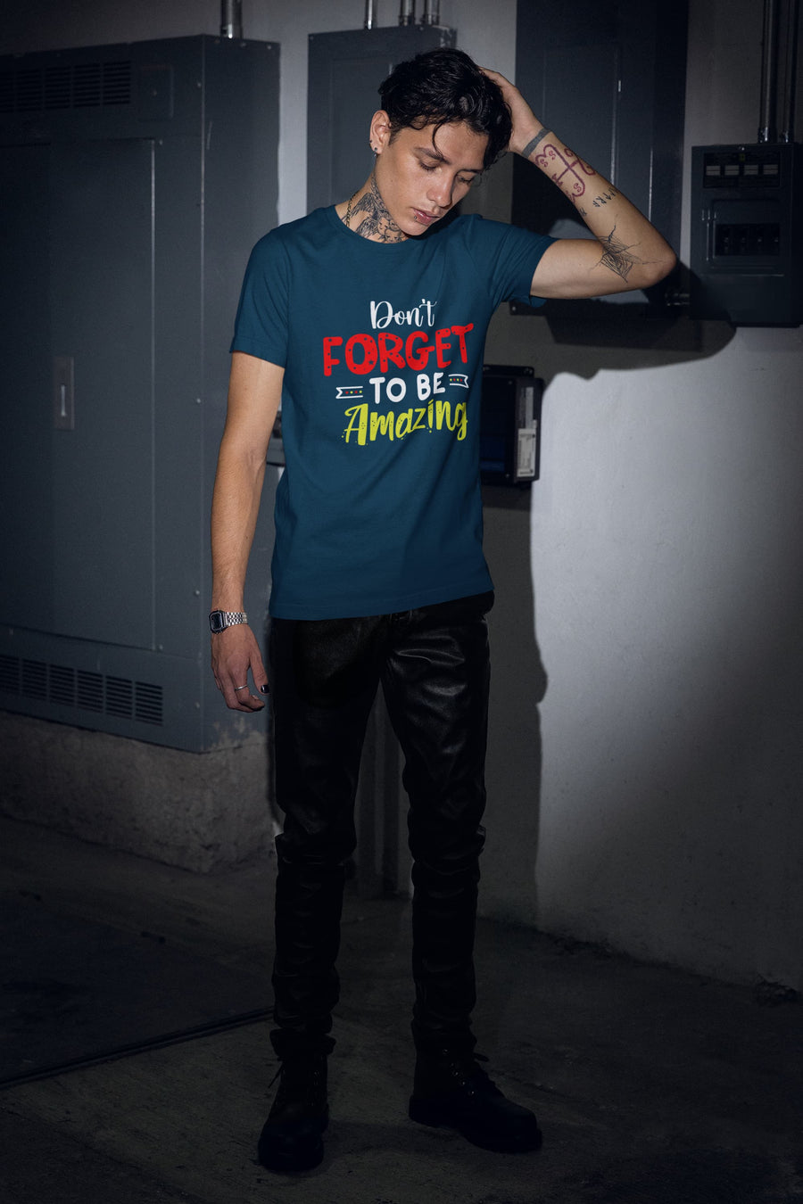 MENS NAVY BLUE ROUNDNECK T-SHIRT