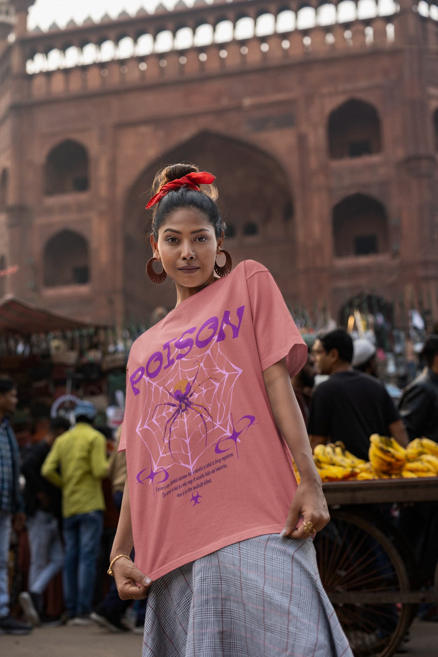 Women's Dusty Rose Oversized Round Neck T-shirts