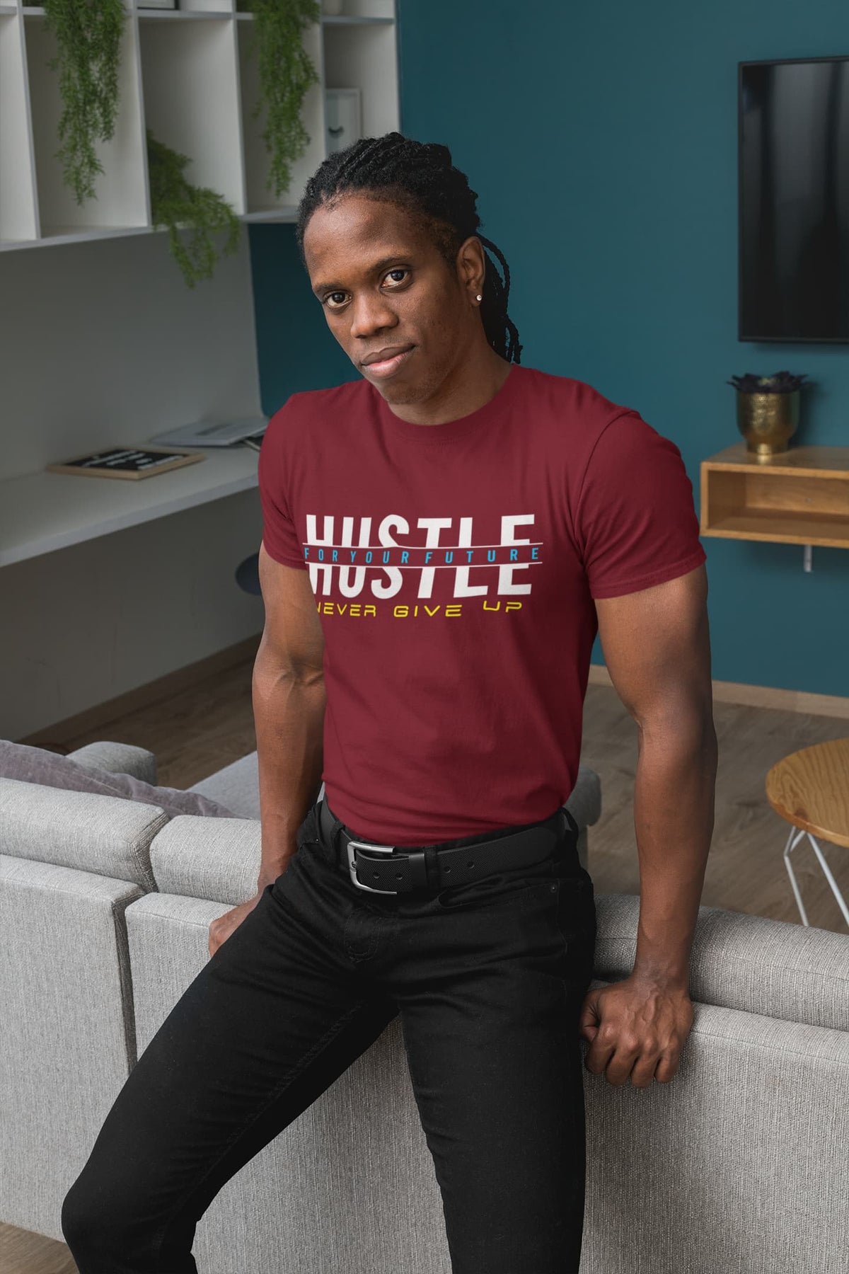 Men's Maroon Round Neck T-shirts