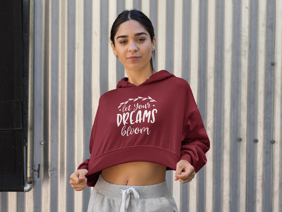 WOMENS MAROON CROP HOODIES