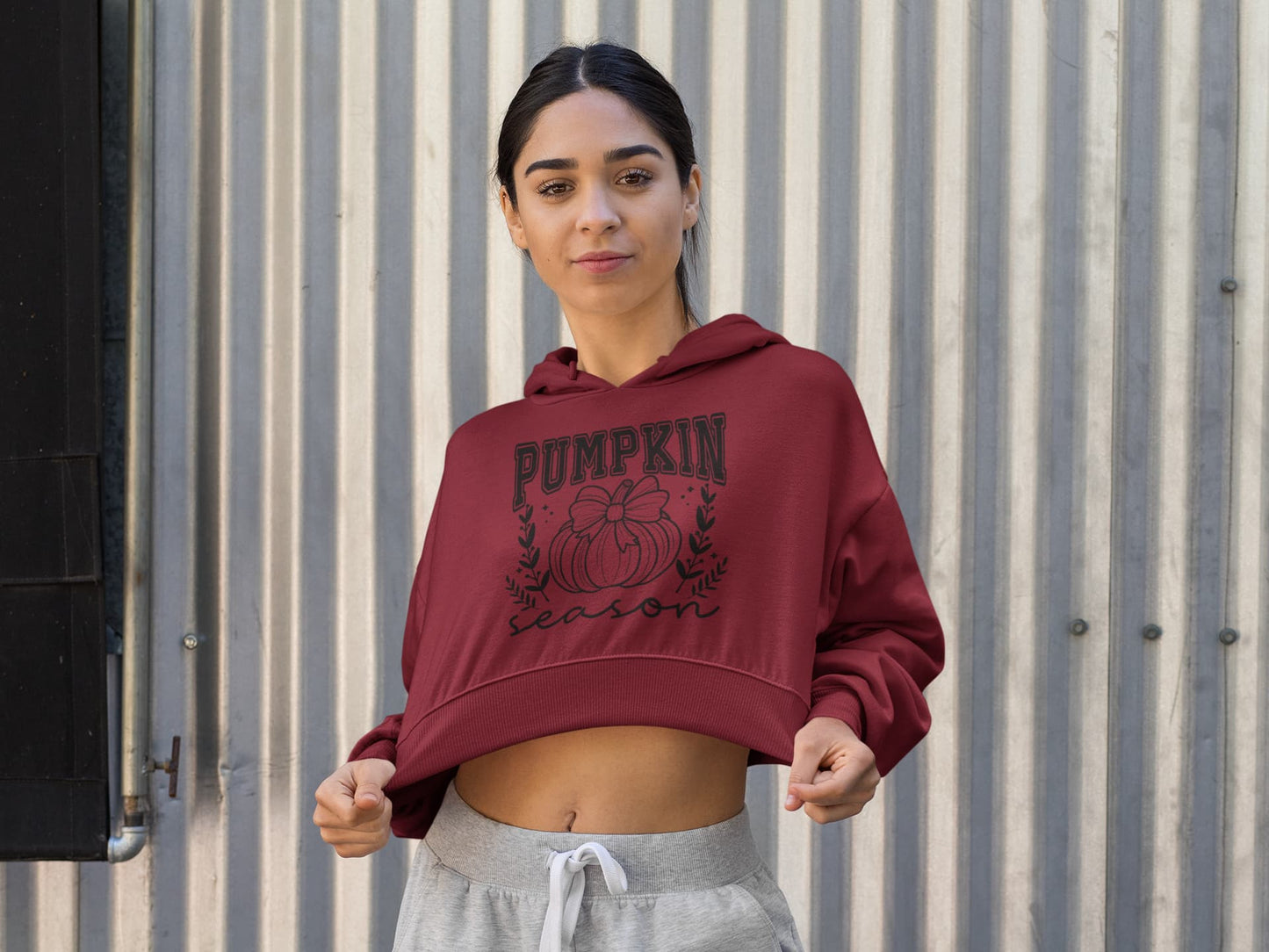 Women's Maroon Crop Hoodies