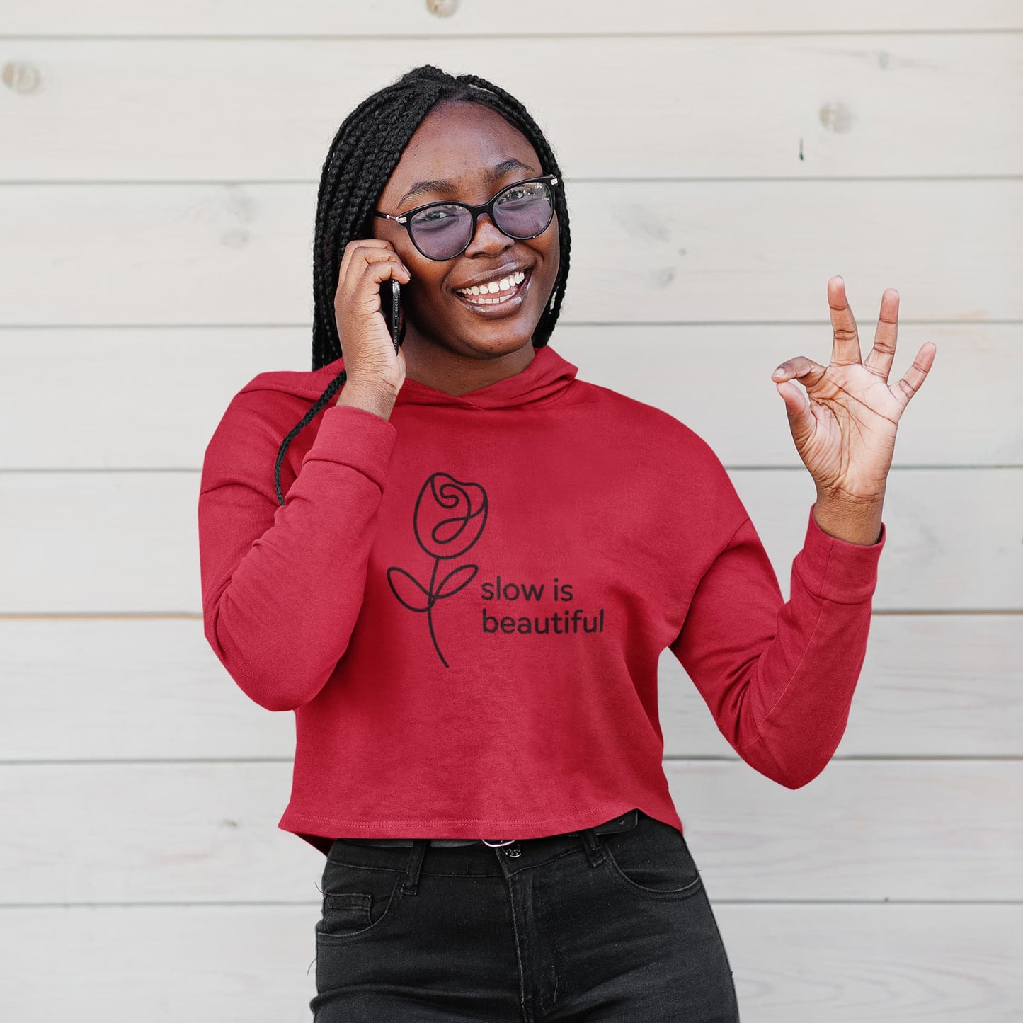 WOMENS RED CROP HOODIES