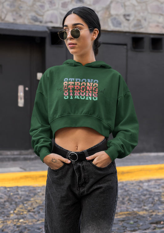 Women's Olive Green Crop Hoodies