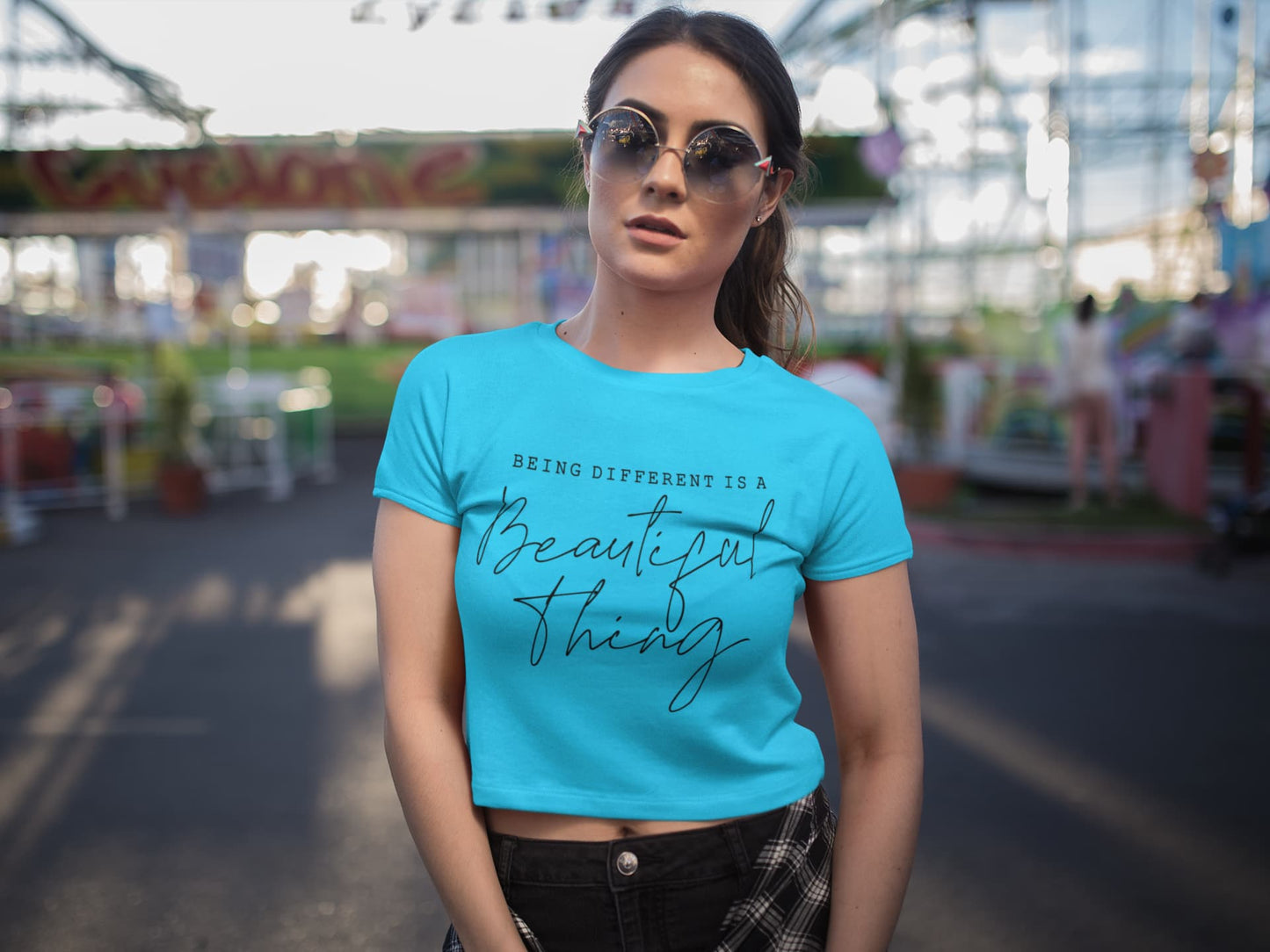 Women's Sky Blue Crop Tops