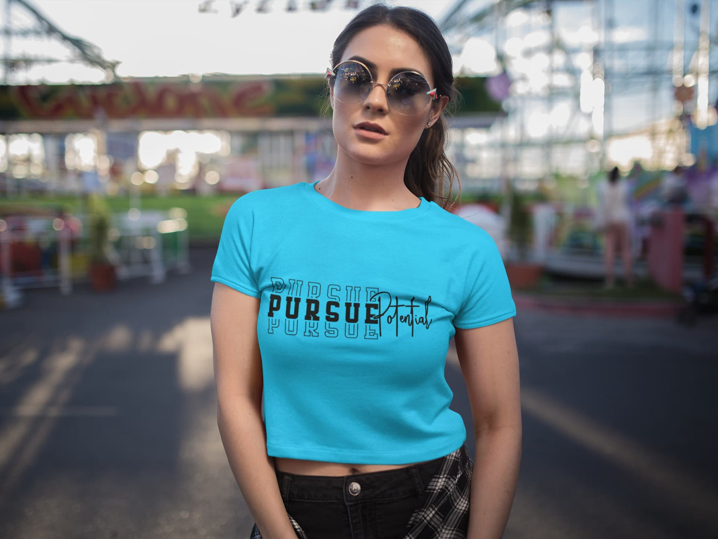 WOMENS SKY BLUE CROP TOP