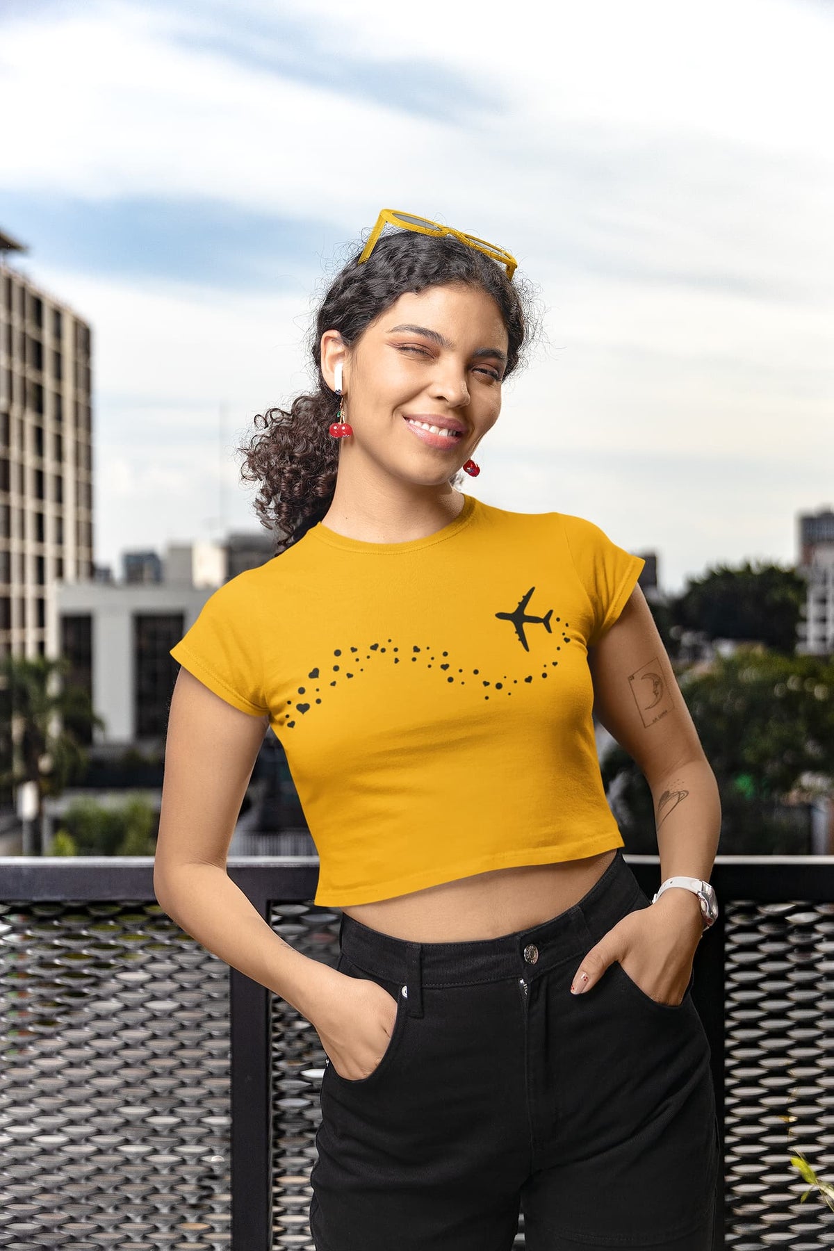 Women's Golden Yellow Crop Tops