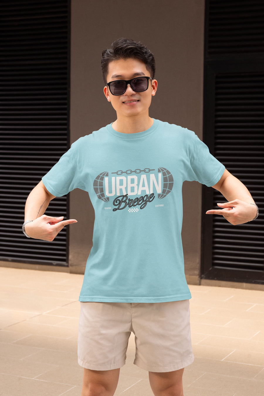 MENS SURF BLUE ROUNDNECK T-SHIRT