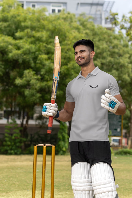 MENS MELANGE GREY POLO T-SHIRT