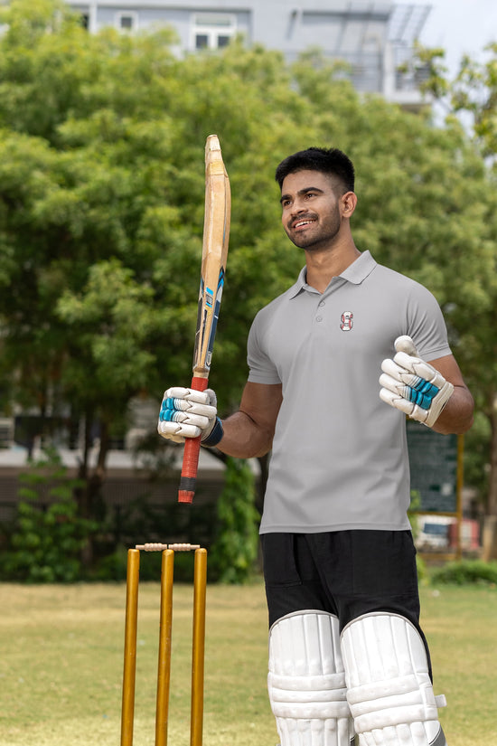 MENS MELANGE GREY POLO T-SHIRT