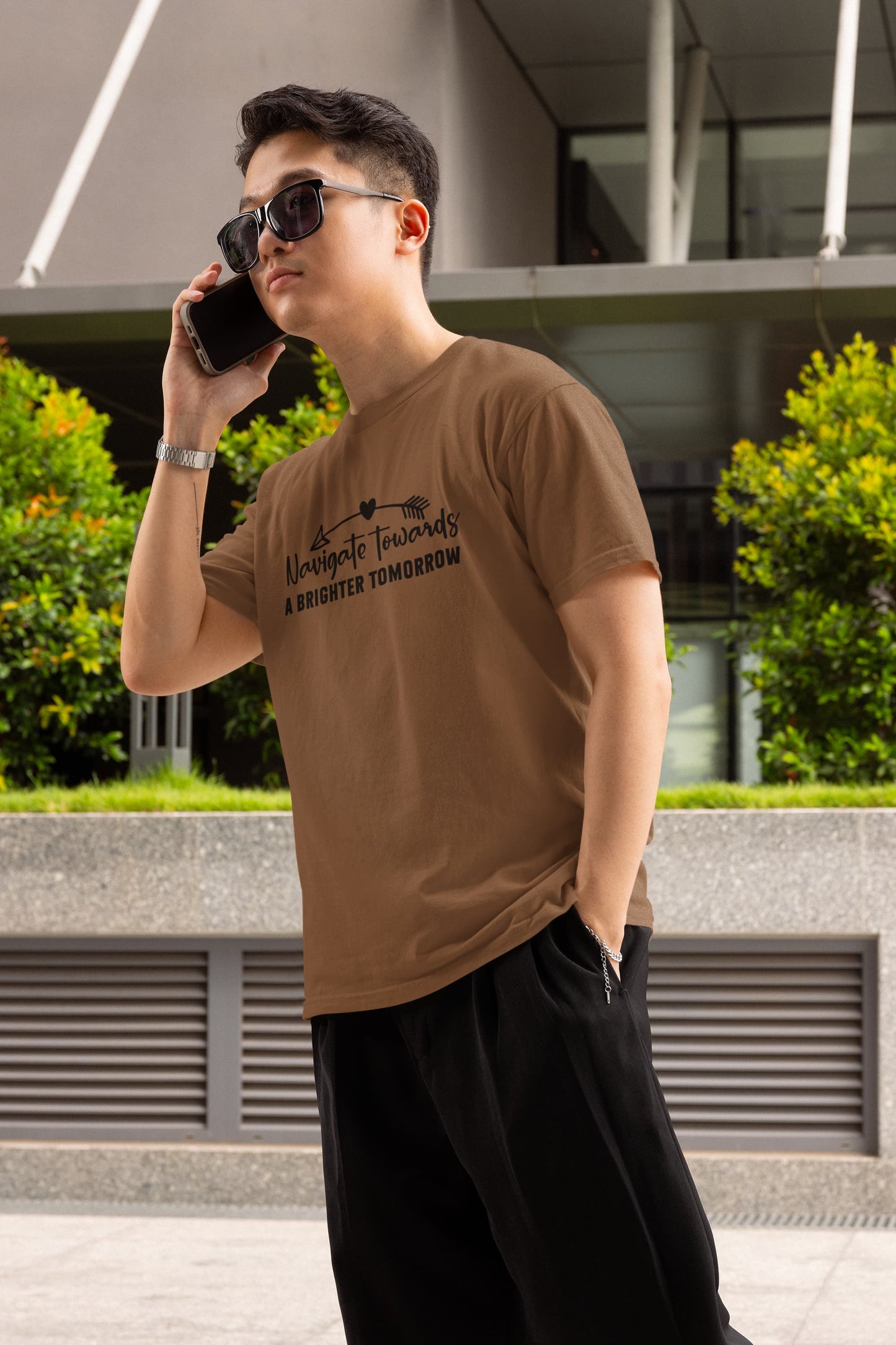 MENS CHOCOLATE BROWN ROUNDNECK T-SHIRT