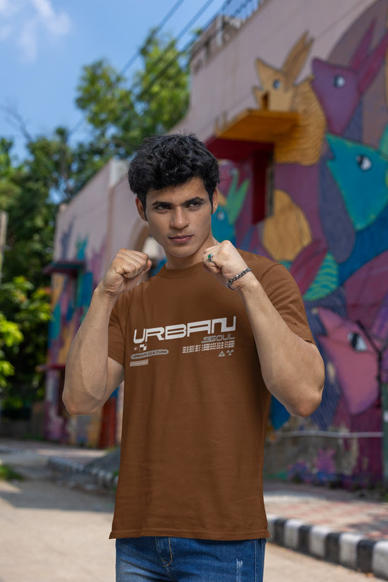 MENS COFFEE BROWN ROUNDNECK T-SHIRT