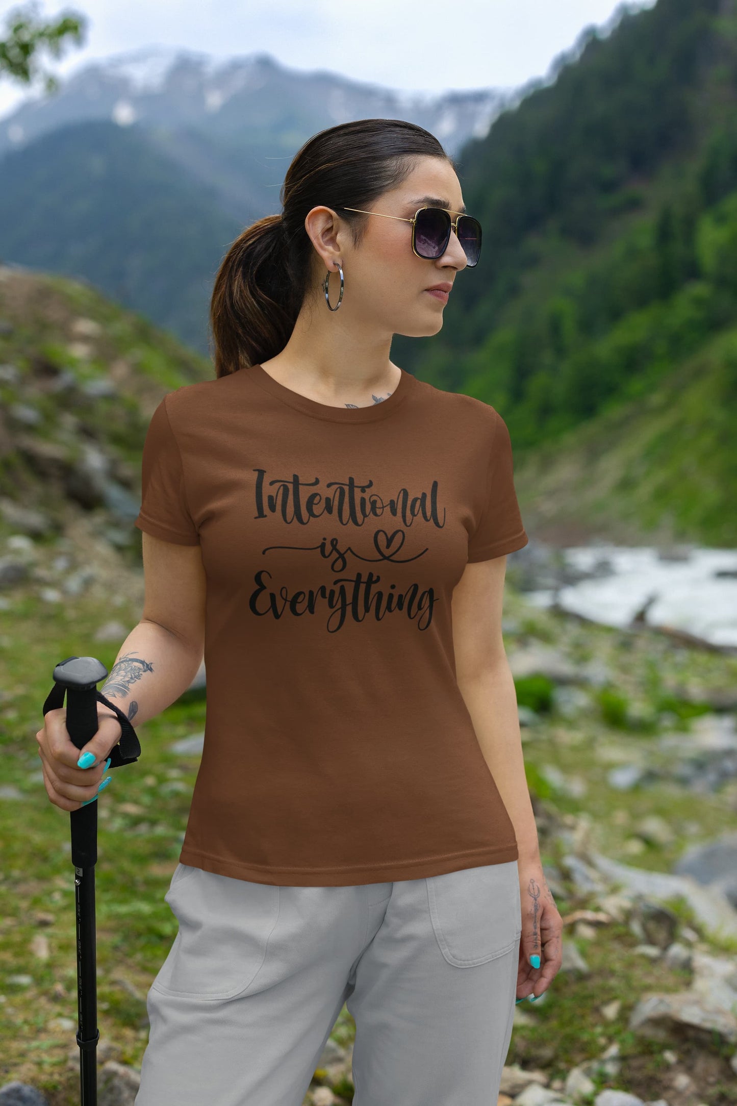 WOMENS COFFEE BROWN ROUNDNECK T-SHIRT