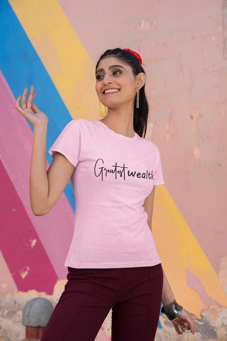 WOMENS LIGHT PINK ROUNDNECK T-SHIRT