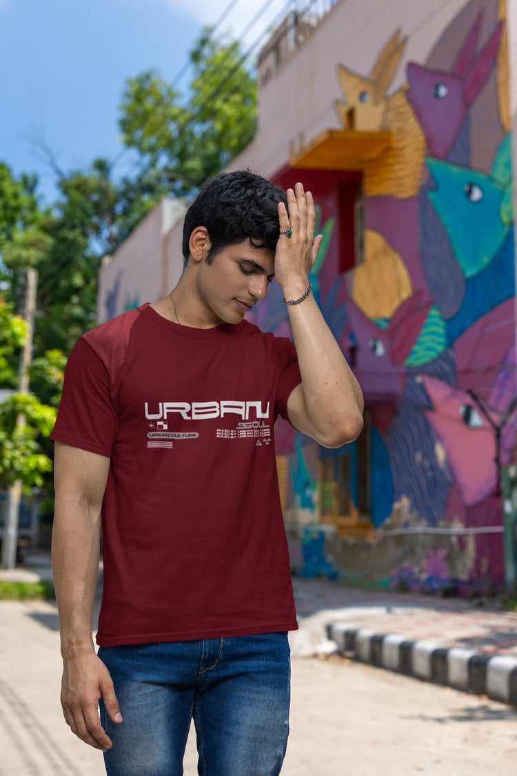 MENS MAROON ROUNDNECK T-SHIRT