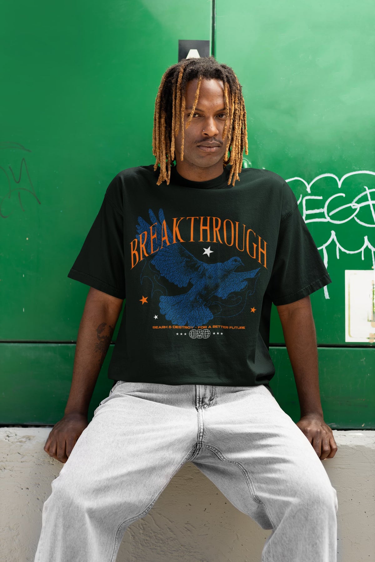 Men's Bottle Green Oversized Round Neck T-shirts