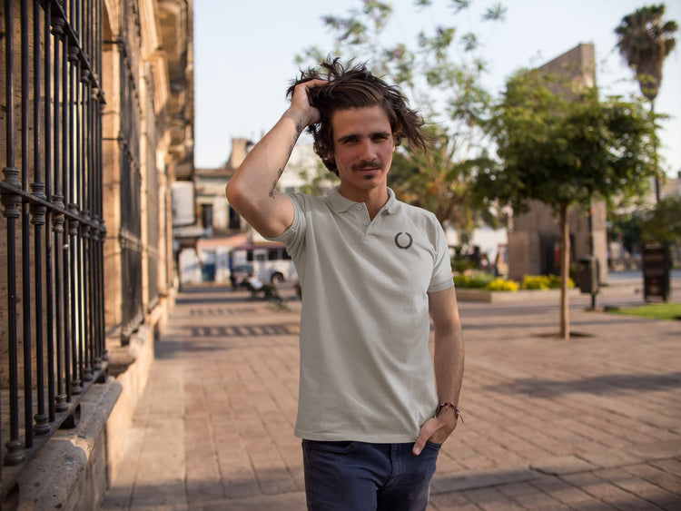 MENS MELANGE GREY POLO T-SHIRT