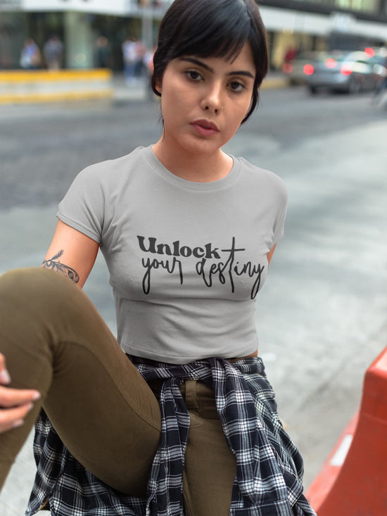 WOMENS MELANGE GREY CROP TOP