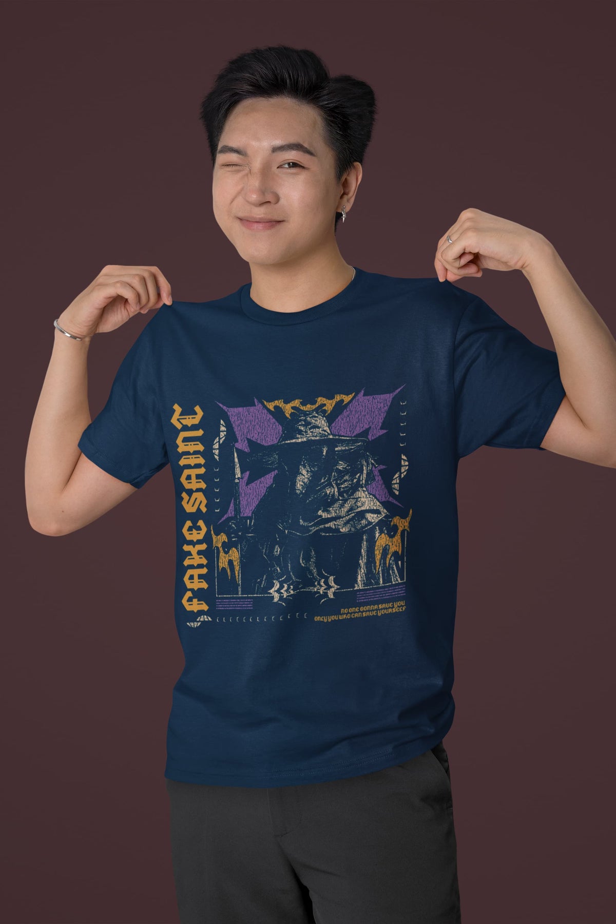 Men's Navy Blue Round Neck T-shirt